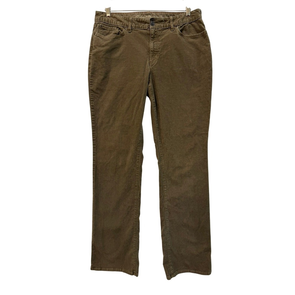 Eddie Bauer Curvy Bootcut Corduroy Pants Women's 12 Tall Brown‎ Olive